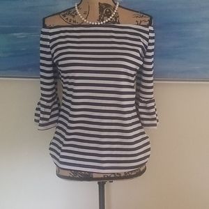 Off  the shoulder striped summer shirt